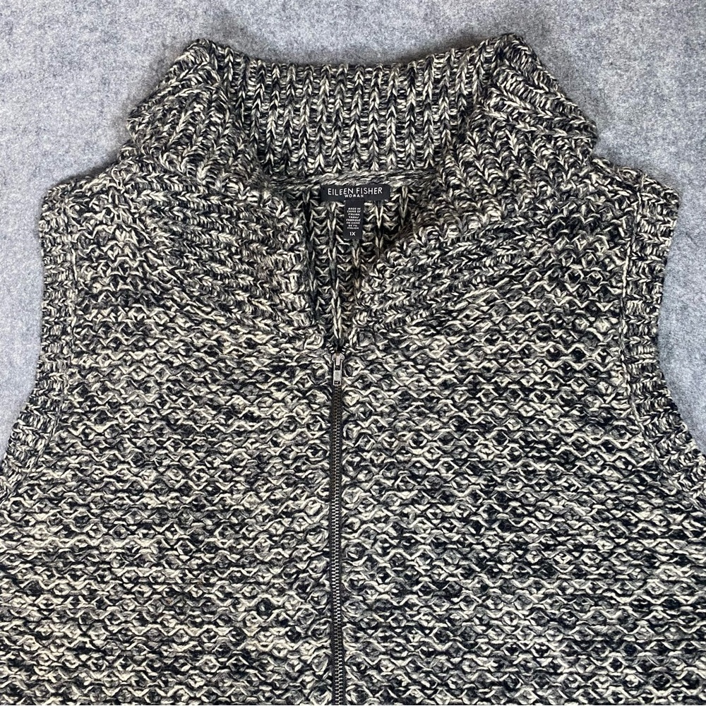 Women’s Eileen Fisher Yak Merino Wool Blend Knit Sweater Vest Full Zip Gray 1X - Picture 5 of 11
